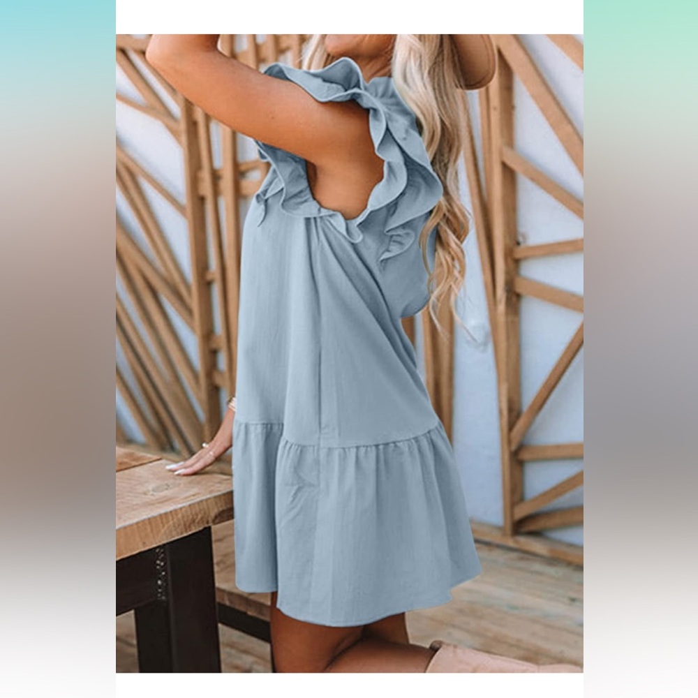 Blue Ruffle Dress - Picture 3 of 3